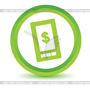 Green Dollar phone icon - vector image