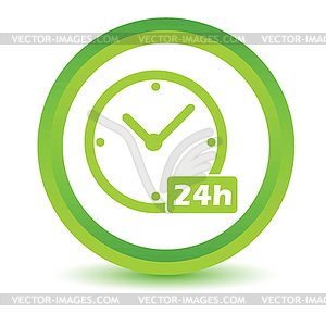 Зеленый значок Часы - рисунок в векторе