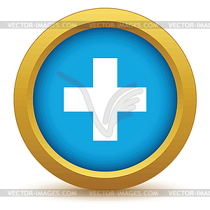 Gold plus icon - vector image