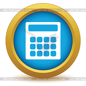 Gold calculator icon - vector image