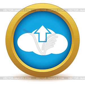 Gold upload cloud icon - color vector clipart