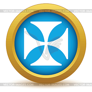 Gold religion cross icon - vector clip art
