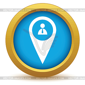 Gold man pointer icon - vector clipart