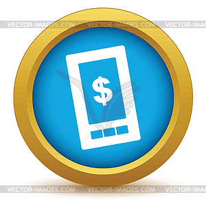 Gold dollar phone icon - color vector clipart