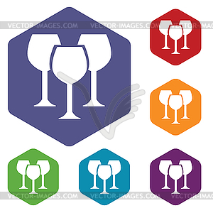 Stemware rhombus icons - vector clipart