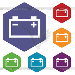 Accumulator rhombus icons - vector clipart