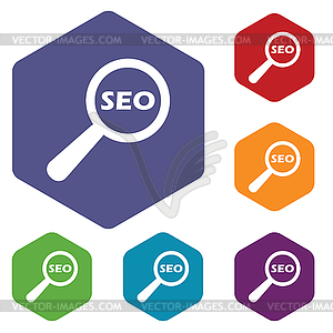 Seo search rhombus icons - vector image