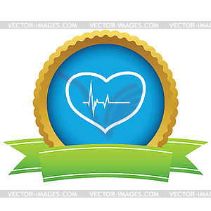 Gold heart beating logo - vector clipart