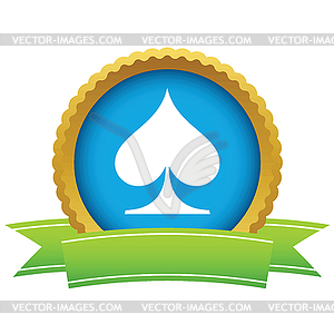 Gold spades card logo - vector image