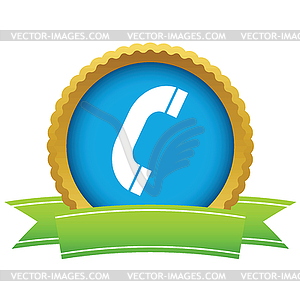 Gold phone logo - vector clip art
