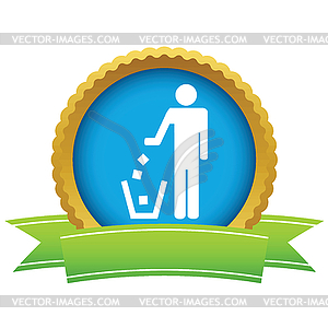 Gold throw garbage logo - vector image
