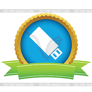 Gold usb stick logo - vector clip art