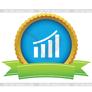 Gold growing graph logo - vector image