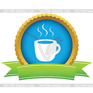 Gold cup of coffee logo - vector image