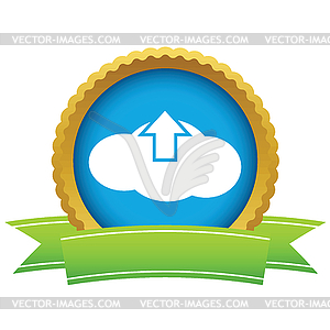 Gold upload cloud logo - vector clipart