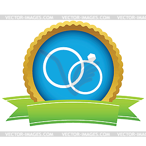 Gold wedding rings logo - vector clipart