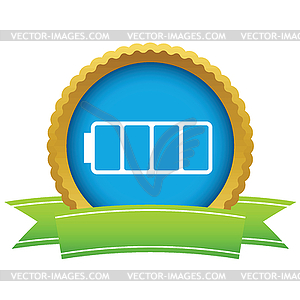 Gold empty battery logo - vector image