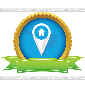 Gold home pointer logo - vector image