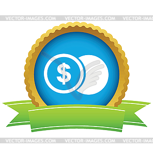 Gold dollar coin logo - vector clipart