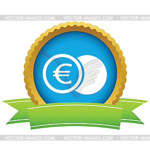 Gold euro coin logo - vector image