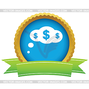 Gold dollar cloud logo - vector image