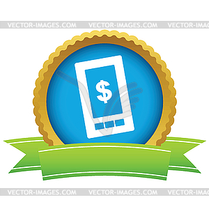 Gold dollar phone logo - vector image