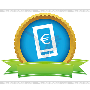 Gold euro phone logo - vector clipart