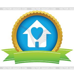 Gold love house logo - vector clipart