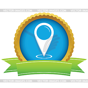 Gold map marker logo - vector clip art