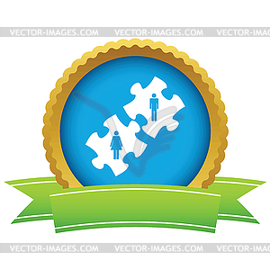 Gold love puzzle logo - vector image