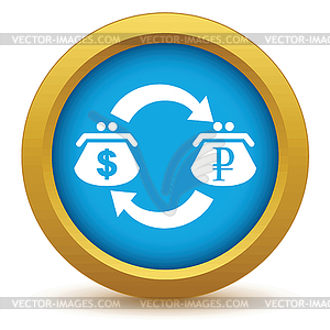 Gold dollar rouble exchange icon - vector clip art