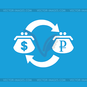 Dollar rouble exchange white icon - vector image