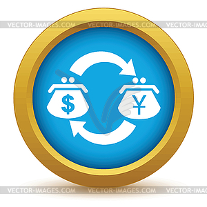 Gold dollar yen exchange icon - vector clipart