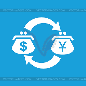 Dollar yen exchange white icon - vector image