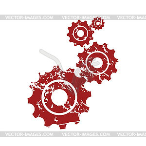 Red grunge mechanism logo - vector clipart