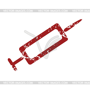 Red grunge syringe logo - vector clipart