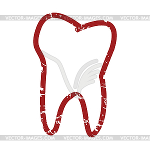 Red grunge tooth logo - vector clip art