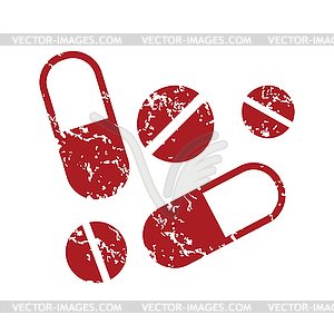 Red grunge tablets logo - vector image