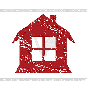 Red grunge house logo - vector clipart