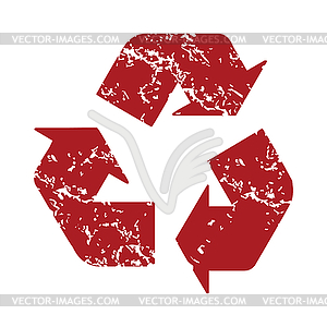 Red grunge recycling logo - vector image