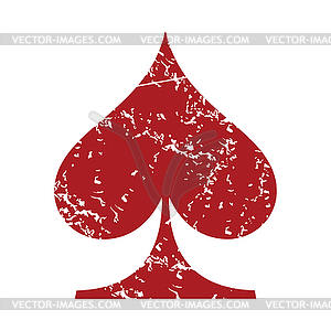 Red grunge spades card logo - vector image