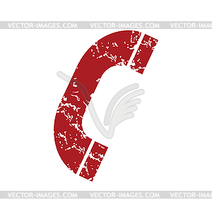 Красный гранж телефон логотип - изображение в векторном формате