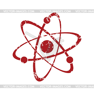 Red grunge atom logo - vector clipart