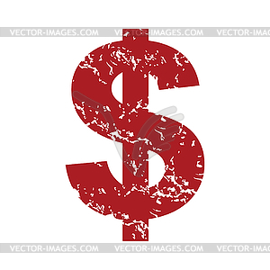 Red grunge dollar logo - vector image