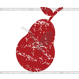 Red grunge pear logo - vector image