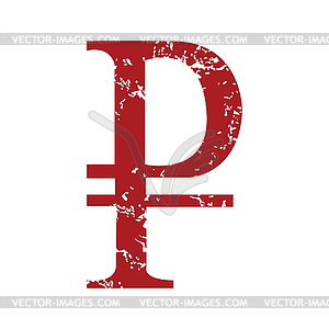 Red grunge ruble logo - vector image