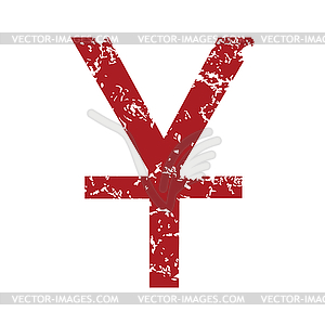 Red grunge currency yen logo - vector clip art