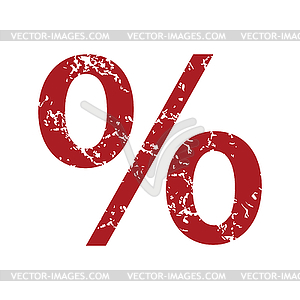 Red grunge percentage logo - vector image