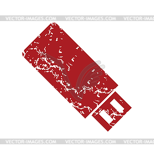 Red grunge usb stick logo - vector image