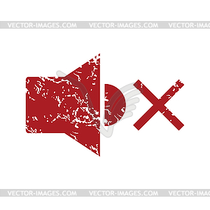 Red grunge no sound logo - vector clipart